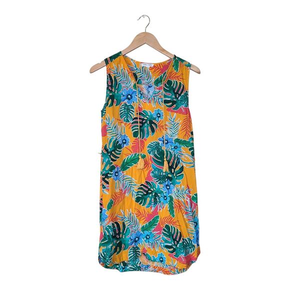beachlunchlounge Dresses & Skirts - Beachlunchlounge Tropical Print Tank Dress Hi-low Hem V-Neck Size Small Viscose
